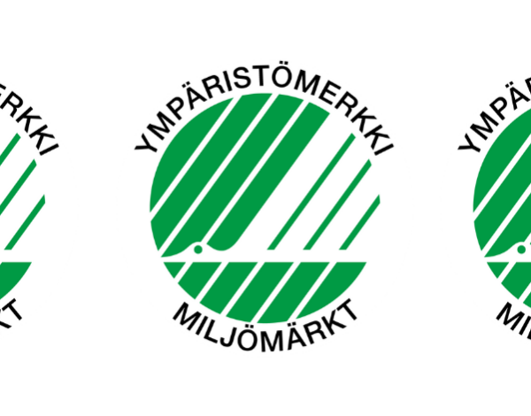 Joutsenmerkki logoja kolme rivissä
